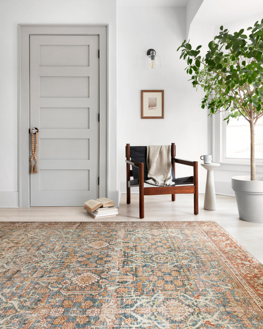 Layla Rug 04 | Ocean / Rust