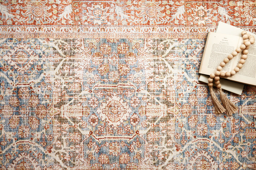 Layla Rug 04 | Ocean / Rust
