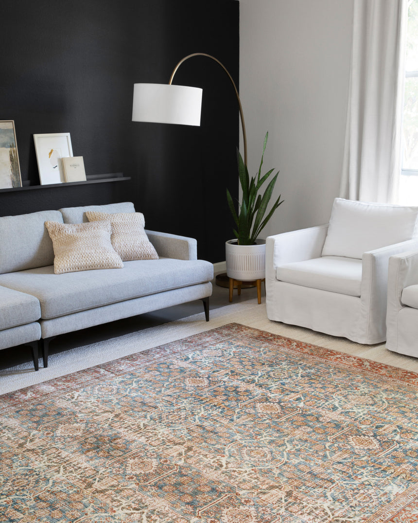 Layla Rug 04 | Ocean / Rust