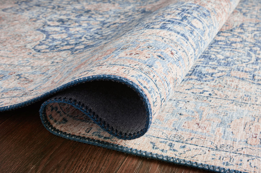 Layla Rug 07 | Blue / Tangerine