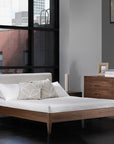 Natural Walnut with Comrade Fabric (Upholstered Headboard) | Mobican Leila Bed | Valley Ridge Furniture