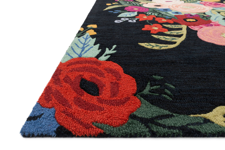 Les Fleurs Rug 03 | Black / Multi