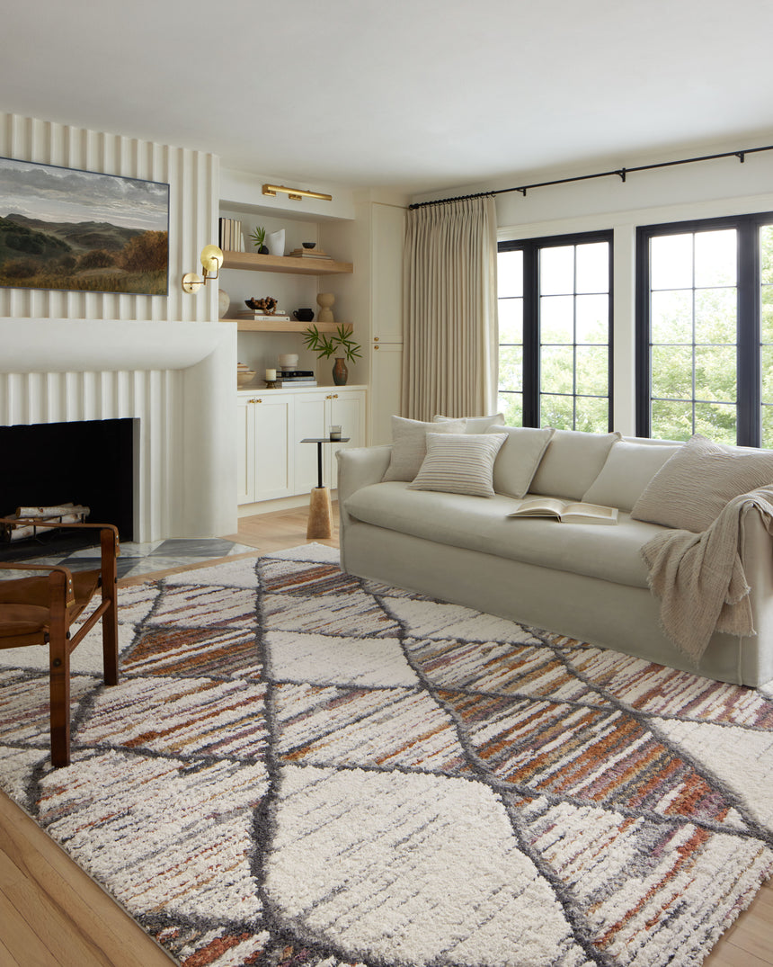 Levitt Shag Rug 05 | Ivory / Fiesta