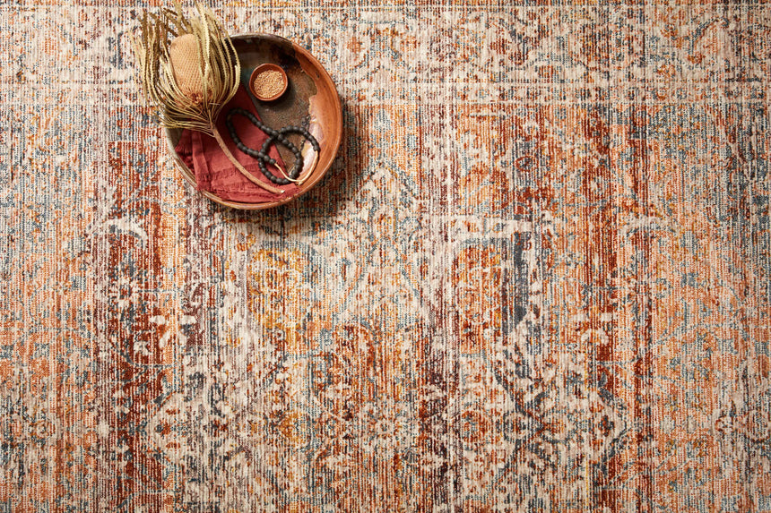 Lourdes Rug 07 | Tangerine / Ocean