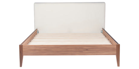 Natural Walnut with Comrade Fabric (Upholstered Headboard) | Mobican Leila Bed | Valley Ridge Furniture