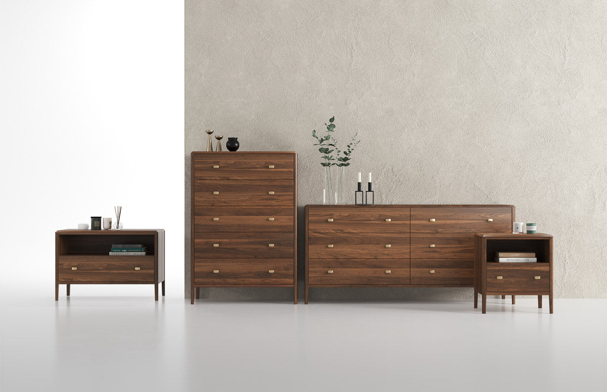 Smoked Walnut with Bronze Handles | Mobican Luna Double Dresser | Valley Ridge Furniture