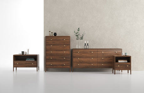 Smoked Walnut with Bronze Handles | Mobican Luna High Chest | Valley Ridge Furniture