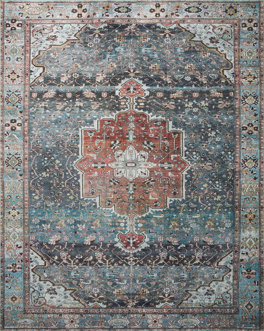 Margot Rug 05 | Ocean / Brick