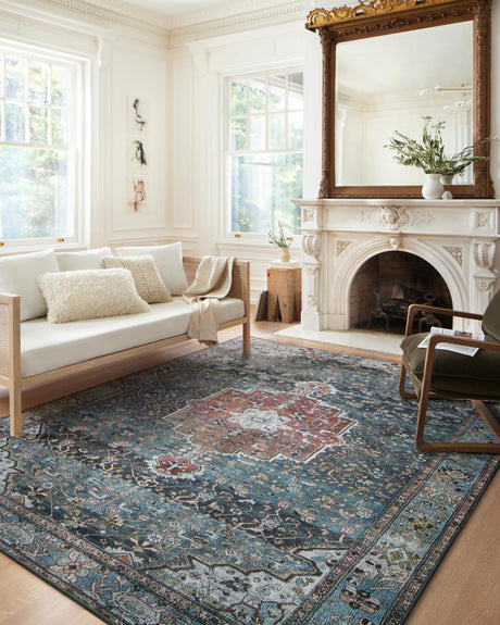 Margot Rug 05 | Ocean / Brick