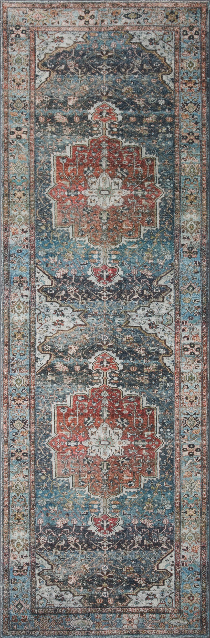 Margot Rug 05 | Ocean / Brick