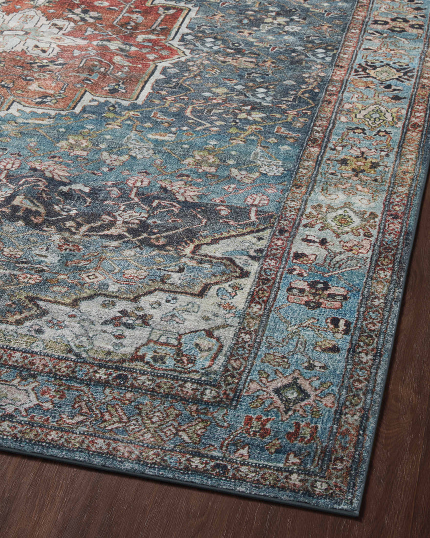 Margot Rug 05 | Ocean / Brick