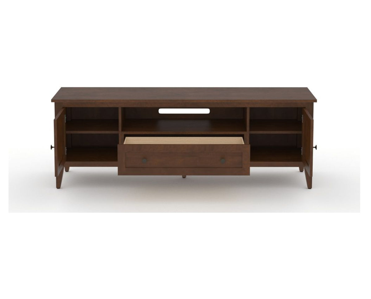 Canadel Accent Media Unit 7225 in 19 Cognac Washed, fully open view