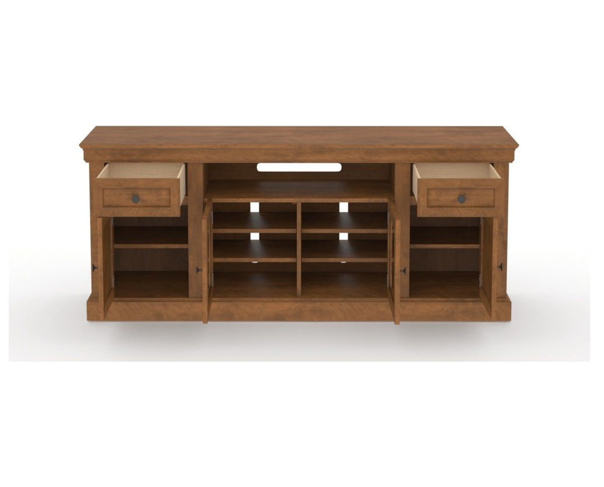 Canadel Accent Media Unit 7230 in Oak Washed, fully open view