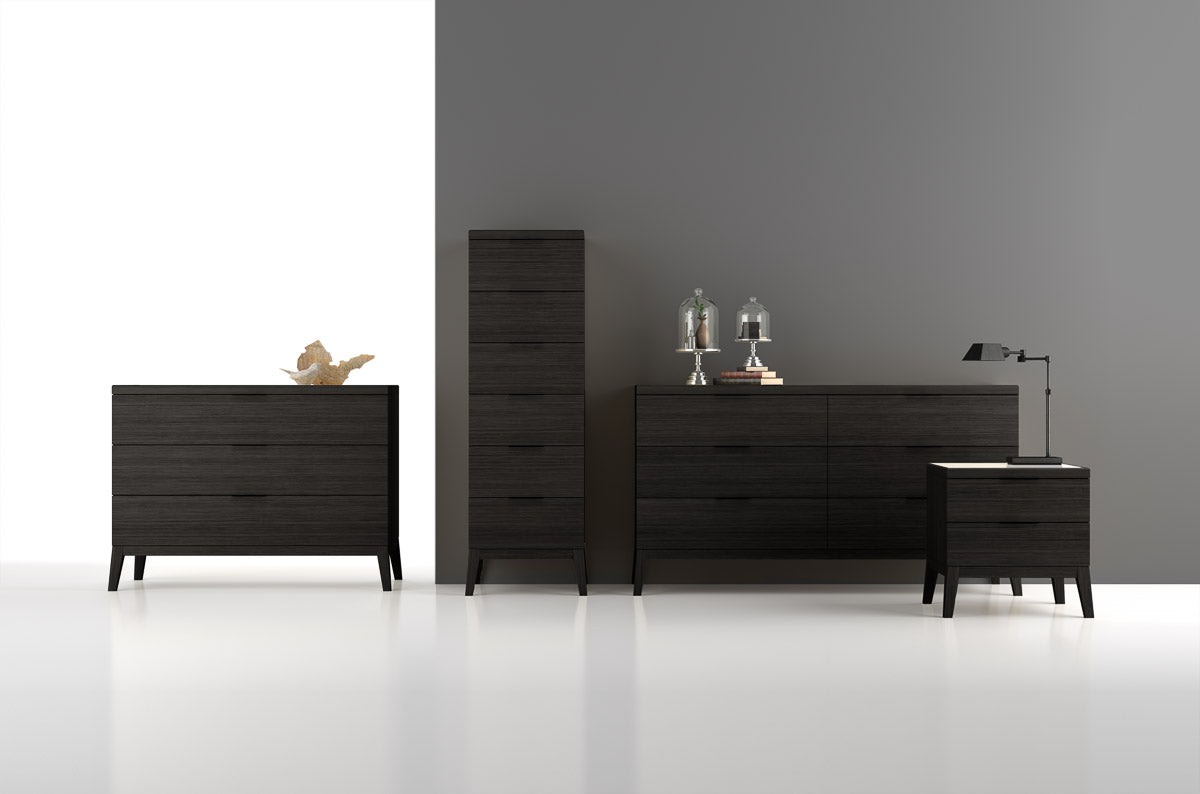 Matte Black on Oak with Cloud Glass and Black Handles | Mobican Marsala Double Dresser | Valley Ridge Furniture