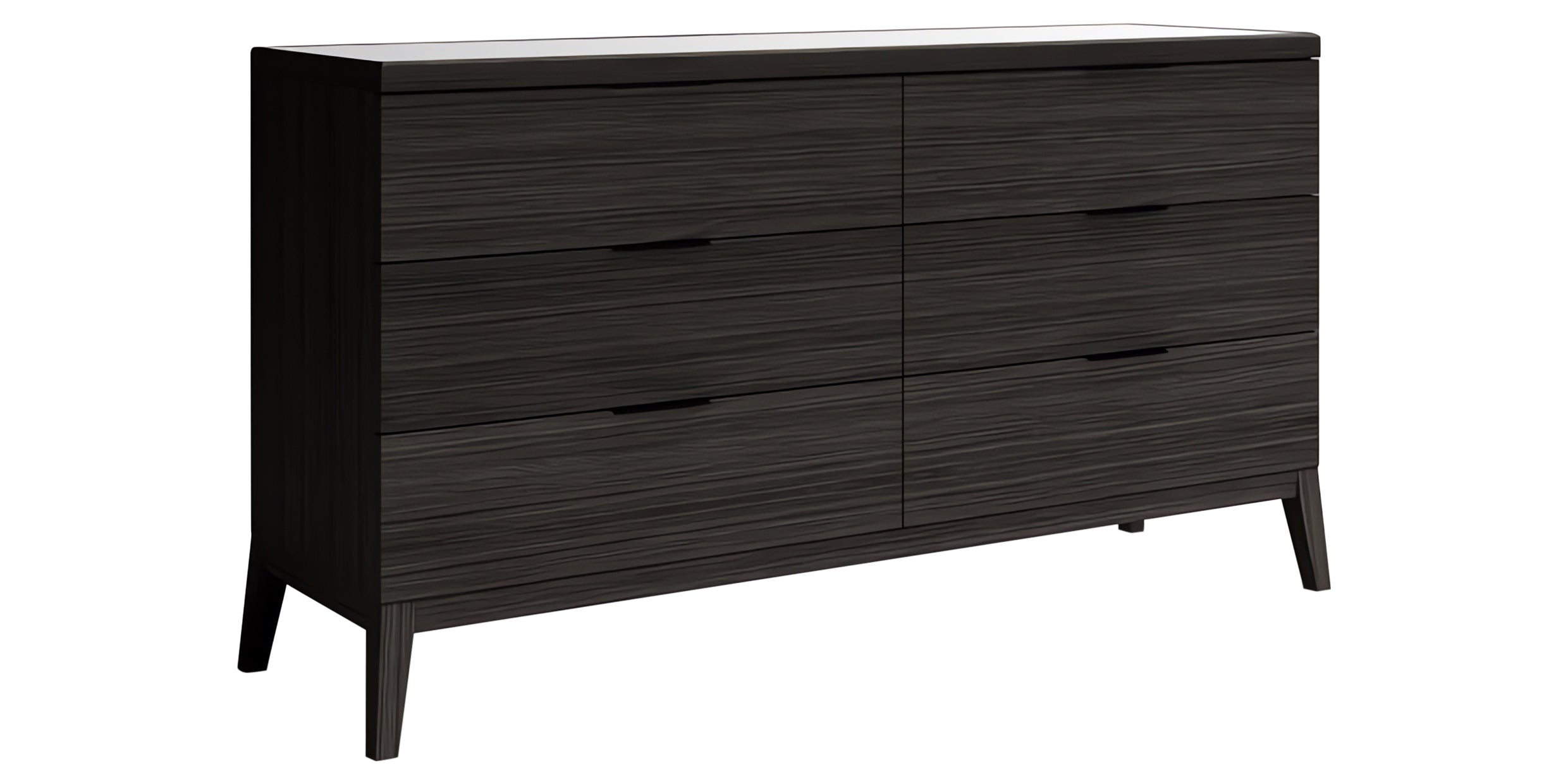 Matte Black on Oak with Cloud Glass and Black Handles | Mobican Marsala Double Dresser | Valley Ridge Furniture