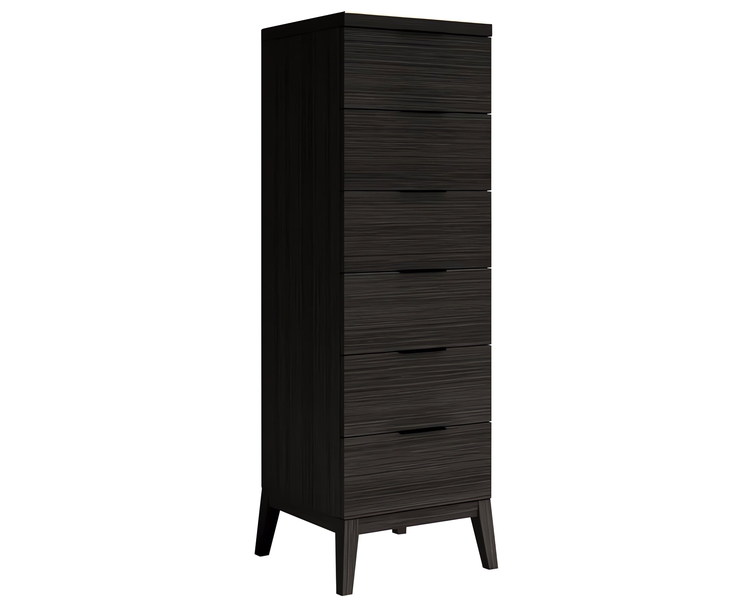 Matte Black on Oak with Cloud Glass and Black Handles | Mobican Marsala Narrow Chest | Valley Ridge Furniture