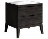 Matte Black on Oak with Cloud Glass and Black Handles | Mobican Marsala Night Table | Valley Ridge Furniture