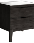 Matte Black on Oak with Cloud Glass and Black Handles | Mobican Marsala Night Table | Valley Ridge Furniture