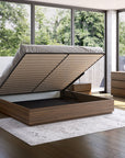 Smoked Walnut with Poodle Fabric (Uplift Storage) | Mobican Maya Bed | Valley Ridge Furniture