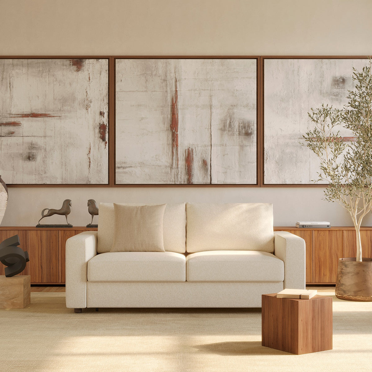 Innovation Living Neah Sleeper Sofa - Standard Arms, room setting, shown in 365 Halifax Shell all-groups