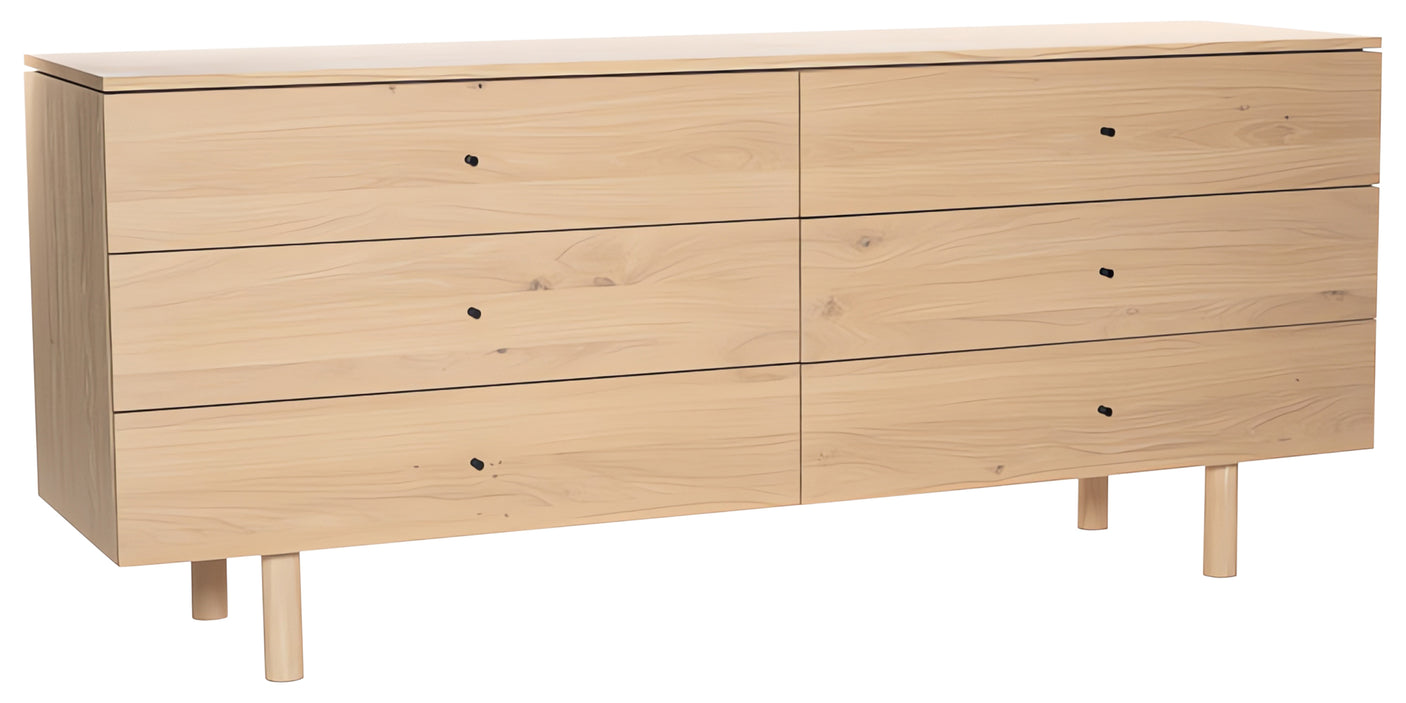 White Washed on Oak with Black Handles | Mobican Nora Double Dresser | Valley Ridge Furniture