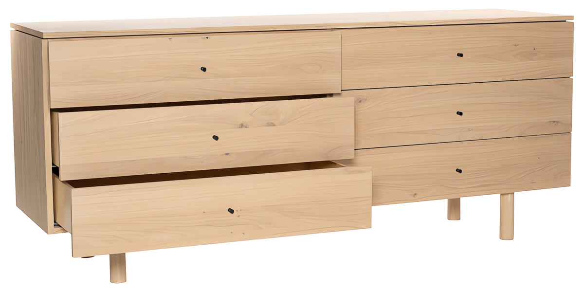 White Washed on Oak with Black Handles | Mobican Nora Double Dresser | Valley Ridge Furniture