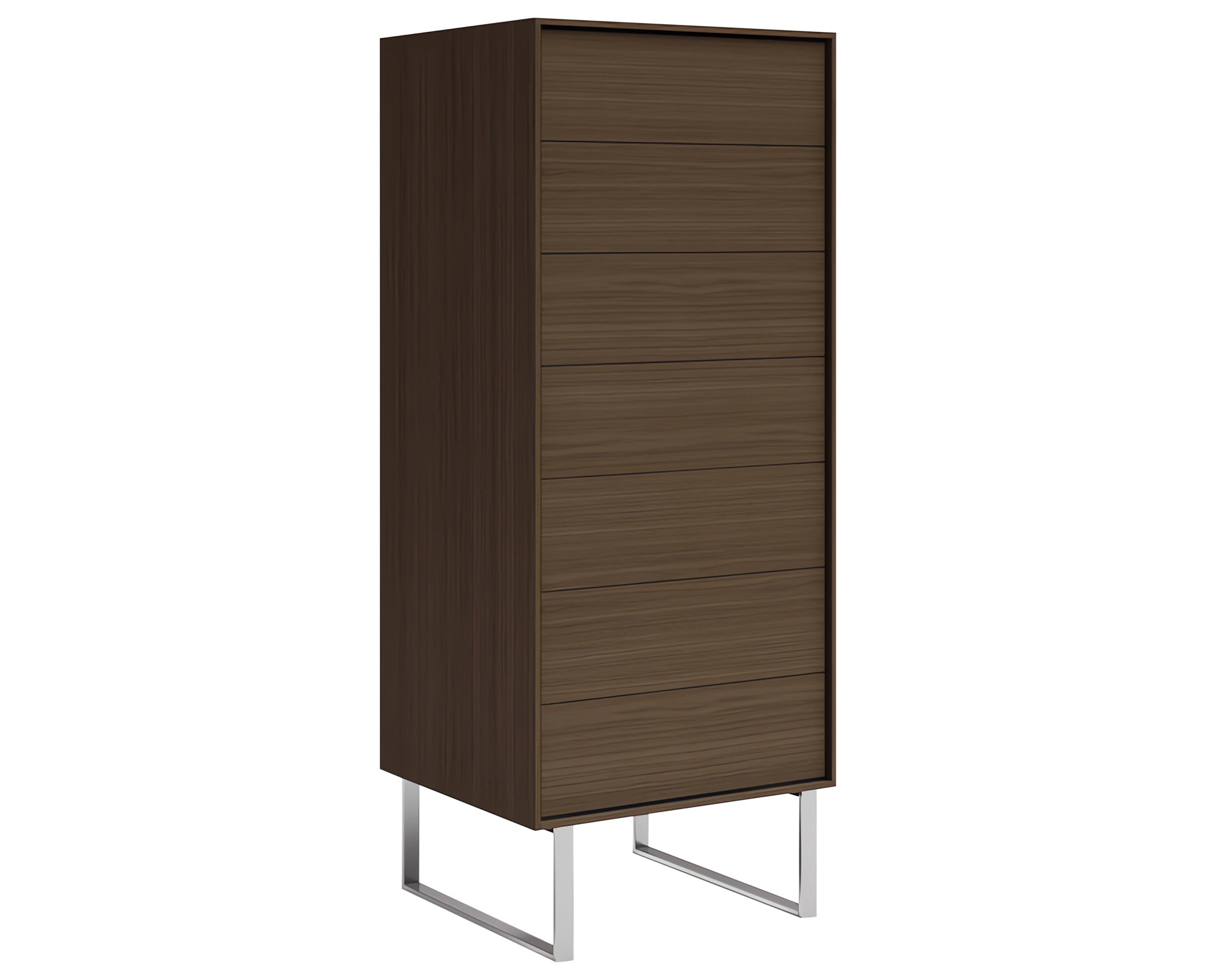 Praline on Walnut with Brushed Nickel Legs | Mobican Ophelia Narrow Chest | Valley Ridge Furniture