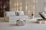 Innovation Living Cornila Ottoman, room setting, shown in 470 Yuveno Natural