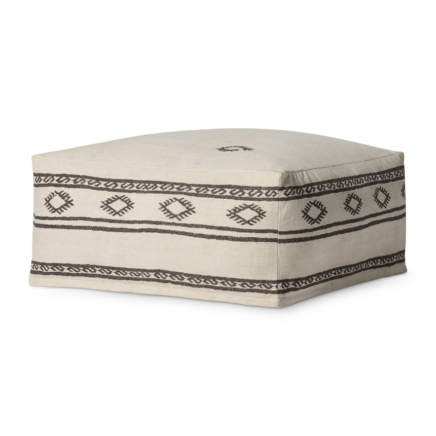 Ivory / Brown Pouf | LPF0042