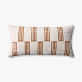 Loloi Pillow PLL0136 in Rust / Ivory, on white, 12" x 27"