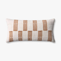 Loloi Pillow PLL0136 in Rust / Ivory, on white, 12" x 27"