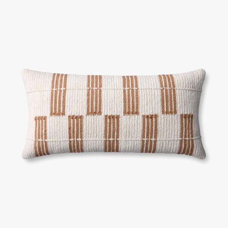 Loloi Pillow PLL0136 in Rust / Ivory, on white, 12" x 27"