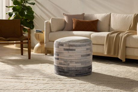 Ivory / Grey Pouf | PF0002
