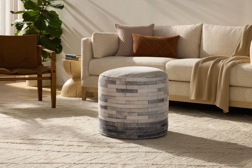 Ivory / Grey Pouf | PF0002