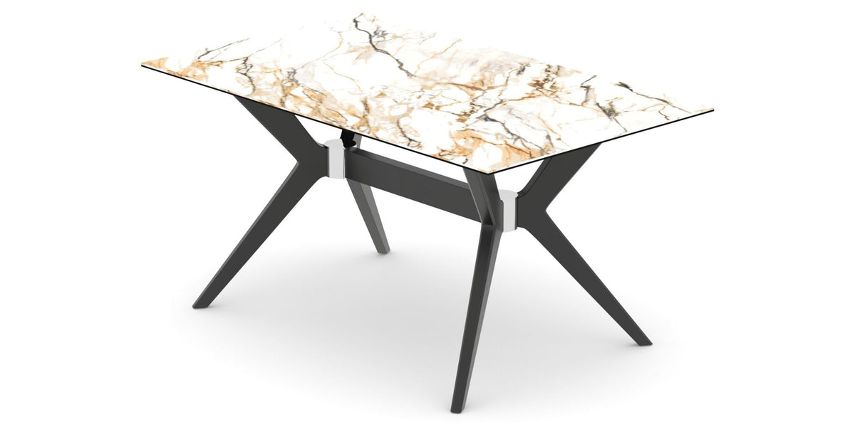 Canadel Downtown Fjord Dining Table in Peppercorn Washed, Shell W2 Porcelain, view from above