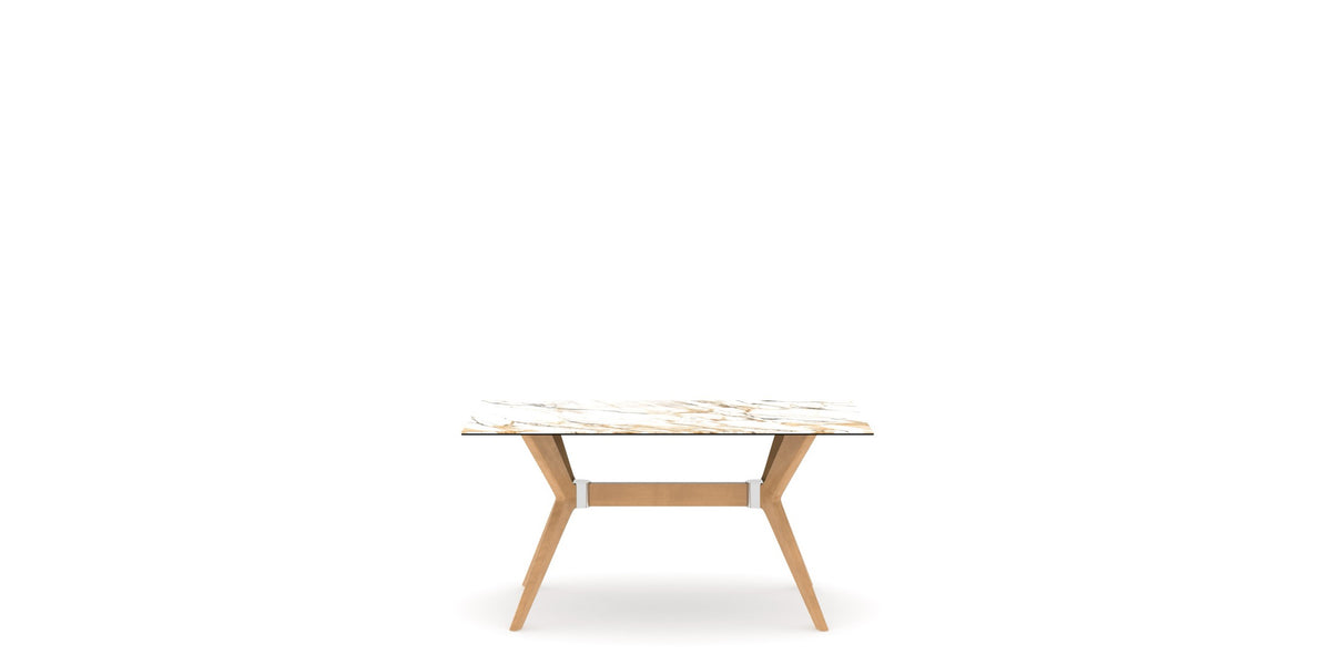 Canadel Downtown Fjord Dining Table in Caramel Washed, Shell W2 Porcelain, side view