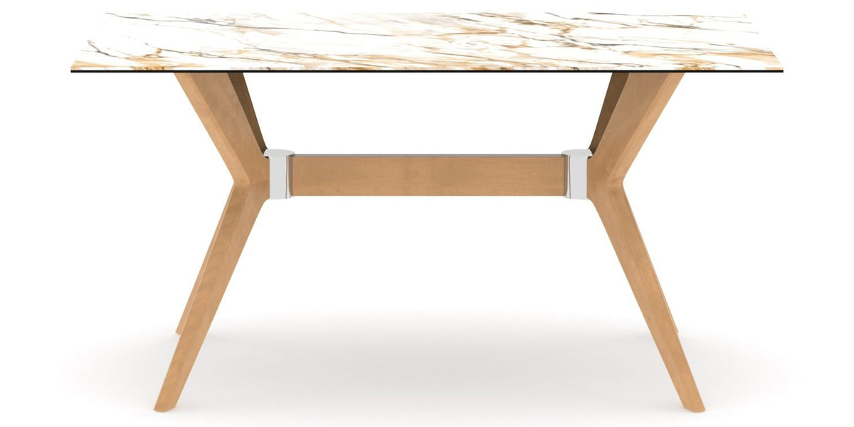 Canadel Downtown Fjord Dining Table in Caramel Washed, Shell W2 Porcelain, side view