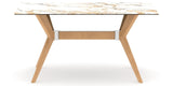 Canadel Downtown Fjord Dining Table in Caramel Washed, Shell W2 Porcelain, side view