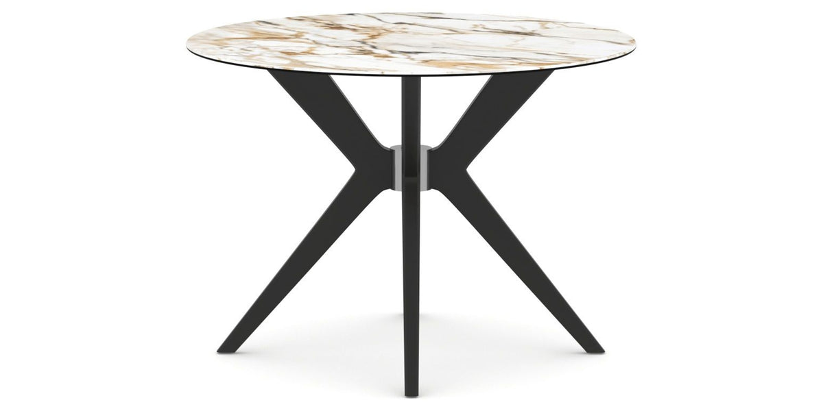 Canadel Downtown X Base Dining Table in Peppercorn Washed, Shell W2 Porcelain, 42 in, side view