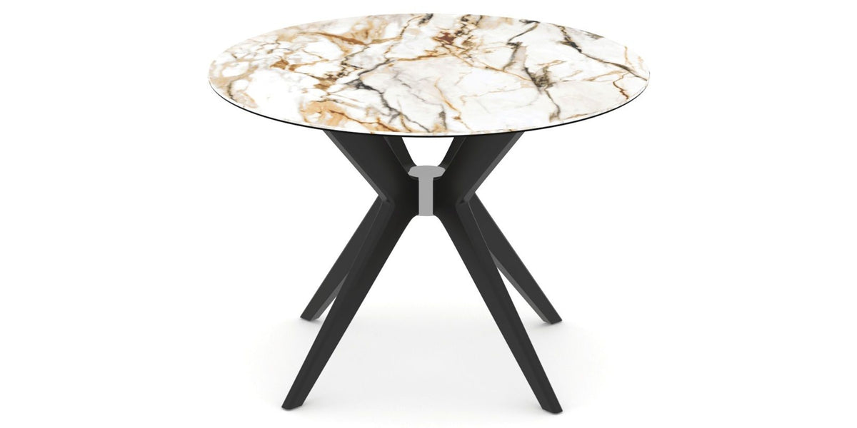 Canadel Downtown X Base Dining Table in Peppercorn Washed, Shell W2 Porcelain, 42 in, view from above