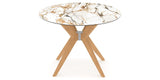 Canadel Downtown X Base Dining Table in Caramel Washed, Shell W2 Porcelain, 42 in, view from above