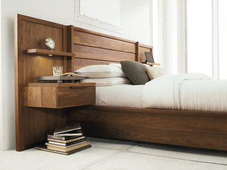 West Bros Phase Nightstand Panel Assembly in 79 Toast, drawer and shelf, angled view