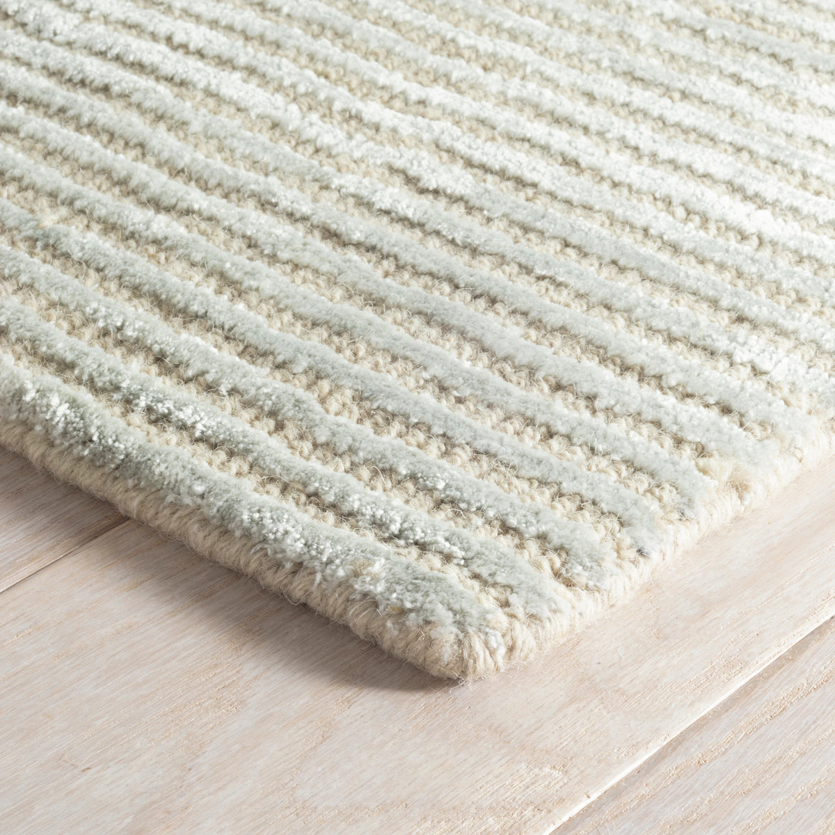 Cut Stripe Hand Knotted Viscose/Wool Rug