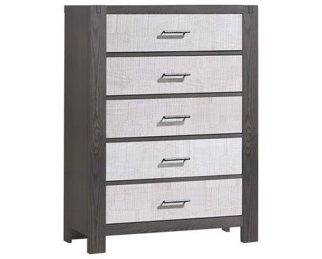 Grigio Brushed Oak with White Bark Oak | Rustico Moderno 5 Drawer Dresser | Valley Ridge Furniture