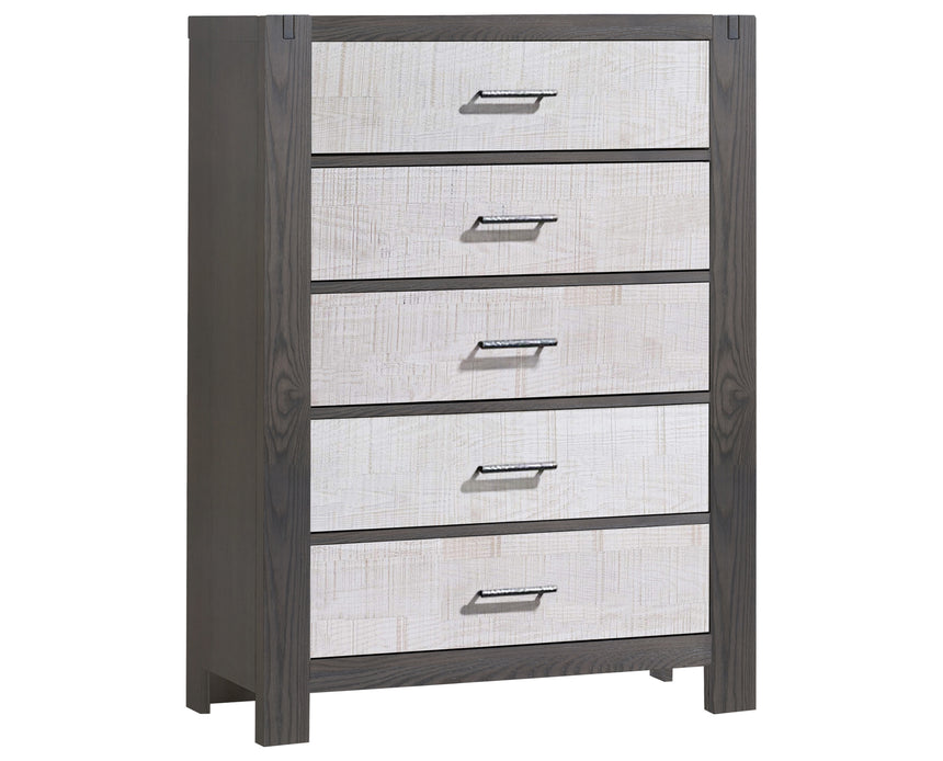 Grigio Brushed Oak with White Bark Oak | Rustico Moderno 5 Drawer Dresser | Valley Ridge Furniture
