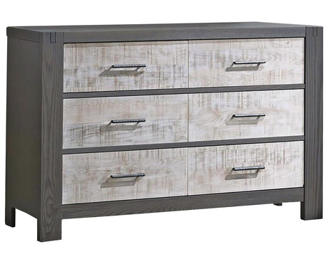 Grigio Brushed Oak with White Bark Oak | Rustico Moderno Double Dresser | Valley Ridge Furniture