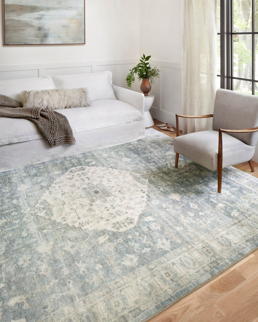 Rosette Rug 07 | Denim / Fog