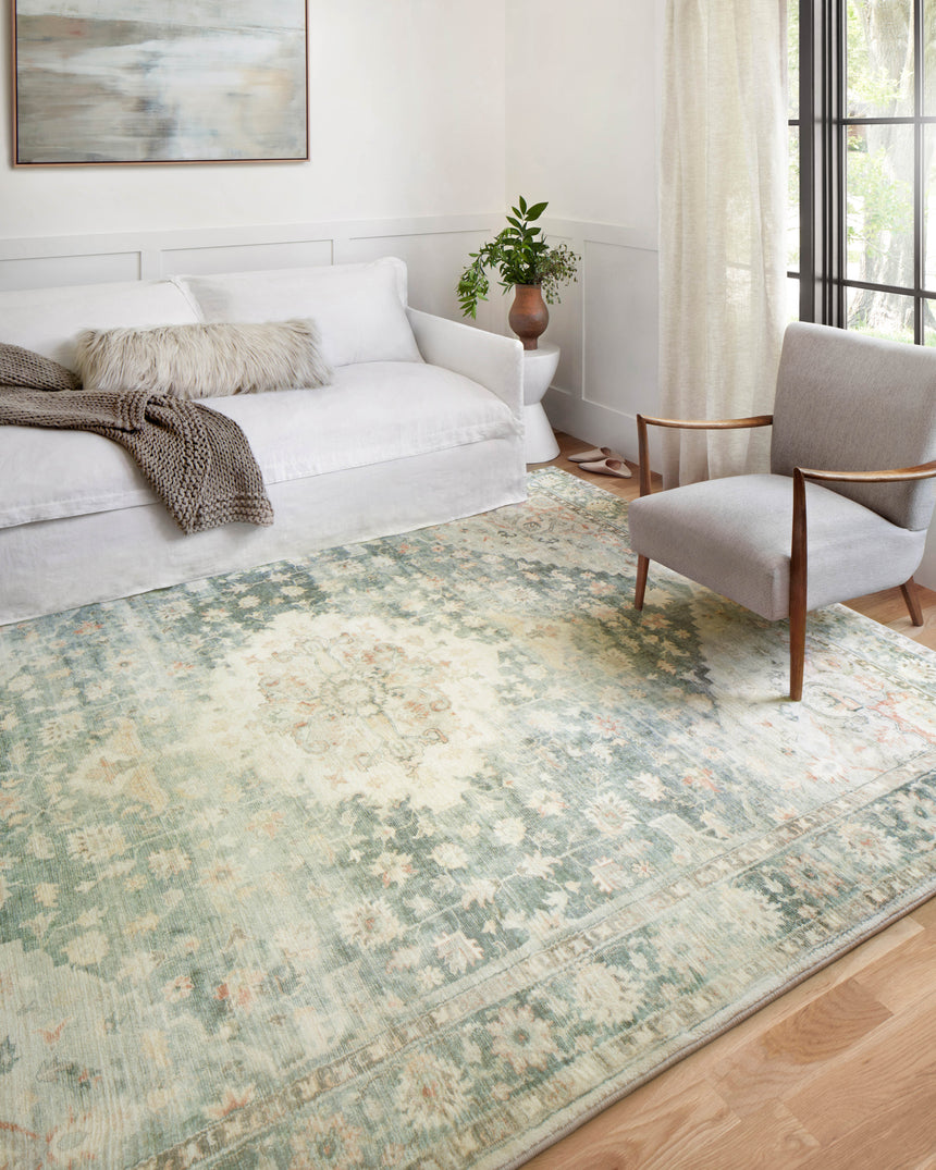 Rosette Rug 08 | Teal / Ivory