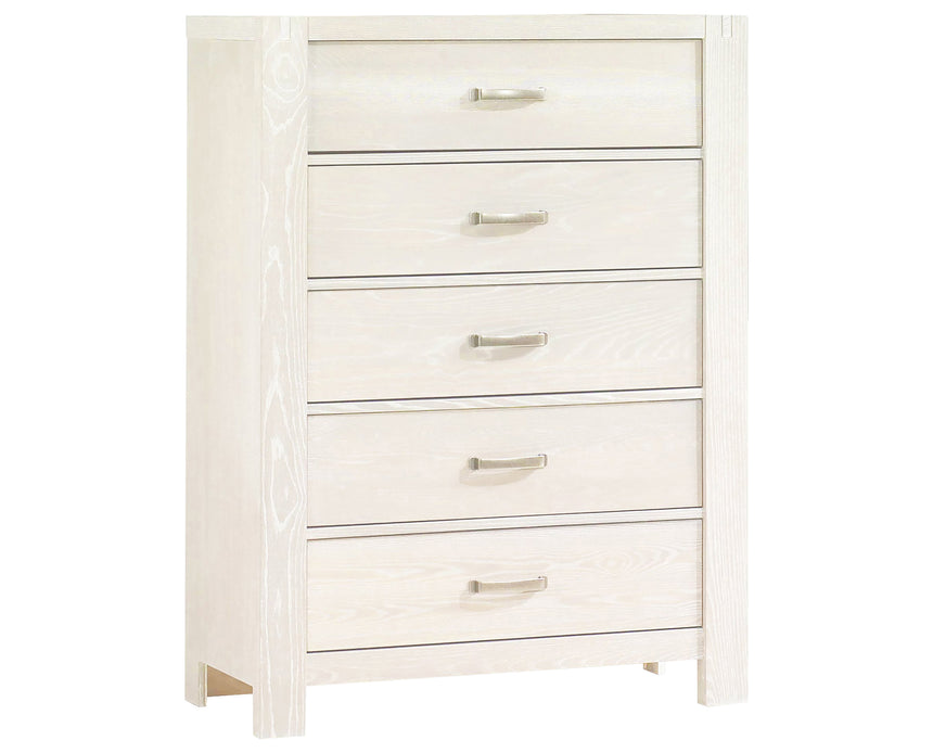 White Brushed Oak | Rustico 5 Drawer Dresser | Valley Ridge Furniture