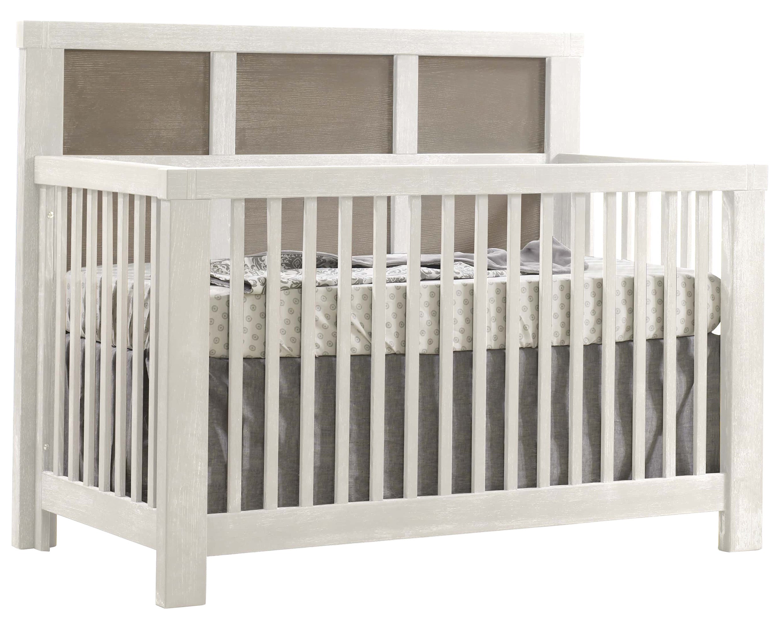 White Brushed Oak with Owl Brushed Oak | Rustico Moderno 5-in-1 Convertible Crib Valley Ridge Furniture